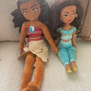 Disney Moana and Jasmine Plush Dolls - Brown and Blue